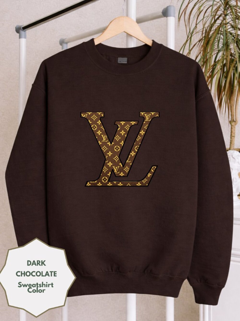 Women Oversized Graphic Crewneck Sweatshirt Casual Cozy Pullover Top Brown
